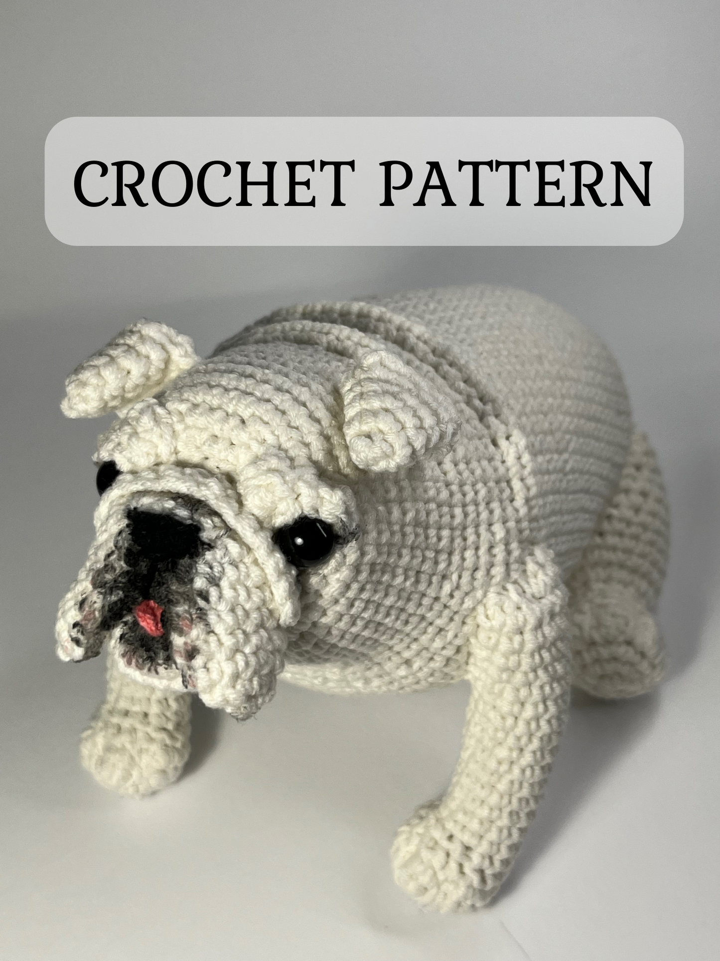 English Bulldog Crochet Pattern, Bulldog Amigurumi Toy, PDF file in English