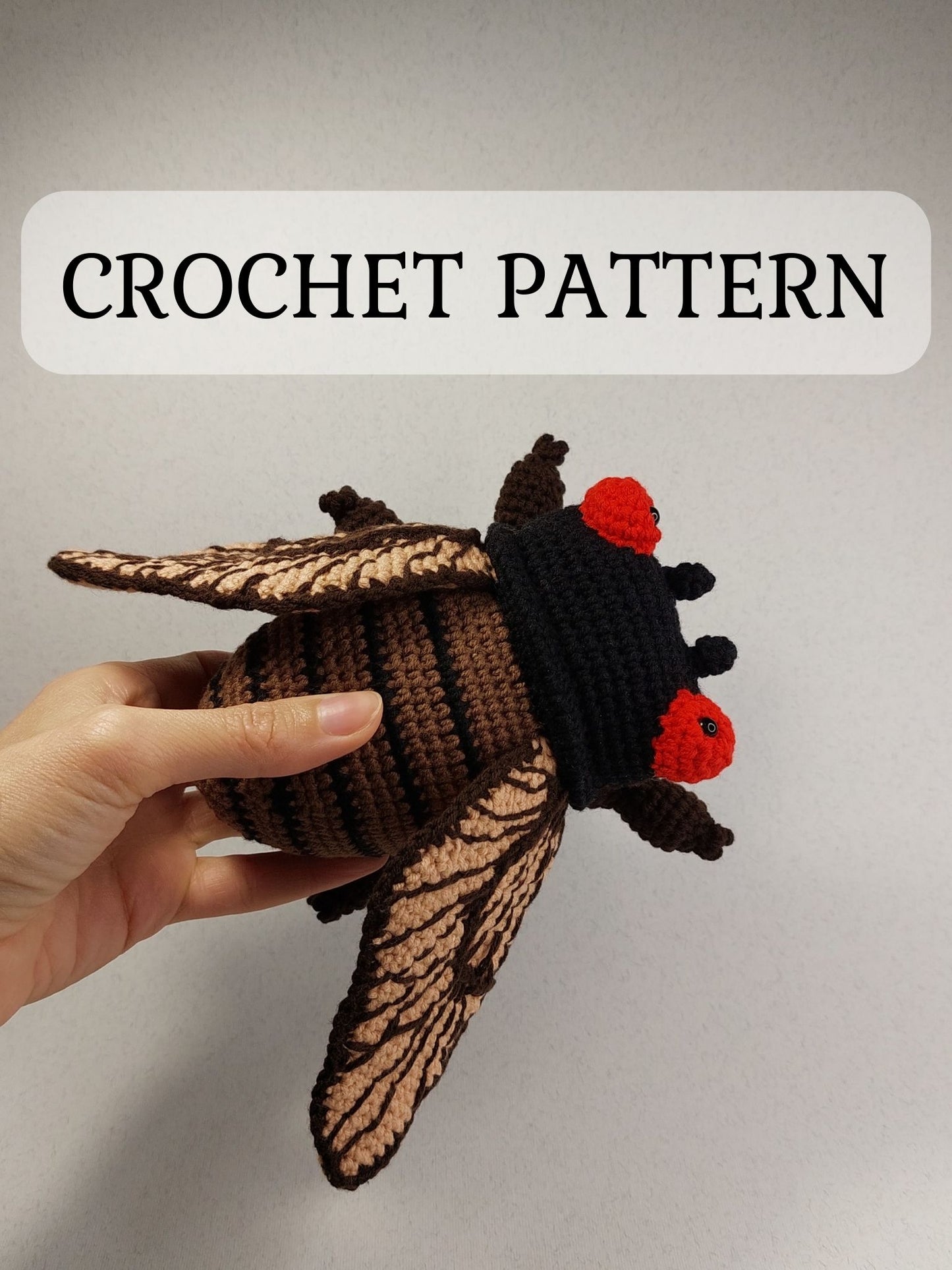 Cicada Crochet Pattern, Cicada Amigurumi Tutorial, Cicada Toy, Crochet Insect